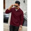 imageCOOFANDY Mens Quarter Zip Sweatshirt Long Sleeve Casual Waffle Pullover Hoodies with PocketWine Red