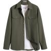 imageCOOFANDY Mens Shirt Jacket Casual Button Up Shirts Long Sleeve Lightweight Shacket with Flap PocketsArmy Green