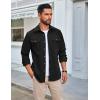 imageCOOFANDY Mens Shirt Jacket Casual Button Up Shirts Long Sleeve Lightweight Shacket with Flap PocketsBlack
