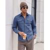 imageCOOFANDY Mens Shirt Jacket Casual Button Up Shirts Long Sleeve Lightweight Shacket with Flap PocketsDenim Blue