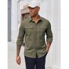 imageCOOFANDY Work Shirts for Mens Long Sleeve Casual Button Down Shirt Mens Shacket with Flap PocketsArmy Green