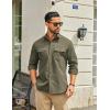 imageCOOFANDY Work Shirts for Mens Long Sleeve Casual Button Down Shirt Mens Shacket with Flap PocketsArmy Green