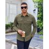 imageCOOFANDY Work Shirts for Mens Long Sleeve Casual Button Down Shirt Mens Shacket with Flap PocketsArmy Green