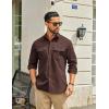 imageCOOFANDY Work Shirts for Mens Long Sleeve Casual Button Down Shirt Mens Shacket with Flap PocketsBrown