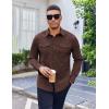 imageCOOFANDY Work Shirts for Mens Long Sleeve Casual Button Down Shirt Mens Shacket with Flap PocketsBrown