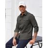 imageCOOFANDY Work Shirts for Mens Long Sleeve Casual Button Down Shirt Mens Shacket with Flap PocketsDark Green