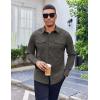imageCOOFANDY Work Shirts for Mens Long Sleeve Casual Button Down Shirt Mens Shacket with Flap PocketsDark Green