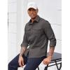 imageCOOFANDY Work Shirts for Mens Long Sleeve Casual Button Down Shirt Mens Shacket with Flap PocketsDark Grey