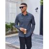 imageCOOFANDY Work Shirts for Mens Long Sleeve Casual Button Down Shirt Mens Shacket with Flap PocketsGrey Blue