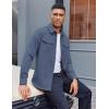imageCOOFANDY Work Shirts for Mens Long Sleeve Casual Button Down Shirt Mens Shacket with Flap PocketsGrey Blue