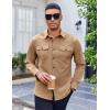 imageCOOFANDY Work Shirts for Mens Long Sleeve Casual Button Down Shirt Mens Shacket with Flap PocketsKakhi