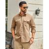 imageCOOFANDY Work Shirts for Mens Long Sleeve Casual Button Down Shirt Mens Shacket with Flap PocketsKakhi