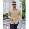 imageCOOFANDY Work Shirts for Mens Long Sleeve Casual Button Down Shirt Mens Shacket with Flap PocketsLight Brown