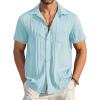 imageCOOFANDY Mens Casual Button Down Shirts Short Sleeve Textured Summer Beach Shirt with PocketBaby Blue