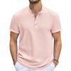 imageCOOFANDY Mens Casual Henley Tee Shirt Band Collar Short Sleeve Summer Beach Hippie T ShirtsDark Pink
