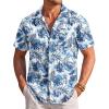 imageCOOFANDY Mens Casual Shirts Short Sleeve Button Down Shirts Fashion Textured Summer Beach ShirtBlue Floral