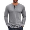 imageCOOFANDY Mens Cotton Henley Shirts Long Sleeve TShirts Casual Pullover Shirt Soft Stretch Basic Tees Fall TopsLight Grey