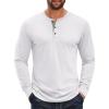 imageCOOFANDY Mens Cotton Henley Shirts Long Sleeve TShirts Casual Pullover Shirt Soft Stretch Basic Tees Fall TopsWhite