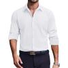 imageCOOFANDY Mens Dress Shirts Long Sleeve Casual Button Down Shirt Solid Wrinkle Free Formal Business ShirtsWhite