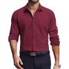 imageCOOFANDY Mens Dress Shirts Long Sleeve Casual Button Down Shirt Solid Wrinkle Free Formal Business ShirtsWine Red