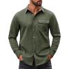 imageCOOFANDY Mens Flannel Shirts Long Sleeve Button Down Shirt Casual Plaid Shirts with PocketArmy Green