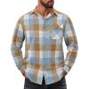 imageCOOFANDY Mens Flannel Shirts Long Sleeve Button Down Shirt Casual Plaid Shirts with PocketBlue Brown Plaid
