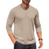 imageCOOFANDY Mens Henley Shirts Long Sleeve Button TShirtKhaki