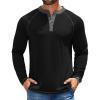 imageCOOFANDY Mens Henley Shirts Long Sleeve Casual Button V Neck TShirt Lightweight Fashion Pullover ShirtsBlack