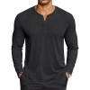 imageCOOFANDY Mens Henley Shirts Long Sleeve Lightweight Button TShirt Casual Basic Tee TopBlack
