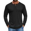 imageCOOFANDY Mens Henley Shirts Long Sleeve TShirt Lightweight Fashion Casual Pullover Tee ShirtBlack
