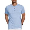 imageCOOFANDY Mens Henley Shirts Short Sleeve Casual Basic Tee Summer Button Henley Soild T ShirtsLight Blue