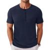 imageCOOFANDY Mens Henley Shirts Short Sleeve Fashion Casual TShirts Summer Button Basic TeeNavy Blue