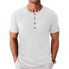 imageCOOFANDY Mens Henley Shirts Short Sleeve Fashion Casual TShirts Summer Button Basic TeeWhite