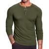 imageCOOFANDY Mens Muscle TShirt Slim Fit Long Sleeve Henley Shirts Casual Gym Workout Athletic Tee ShirtsArmy Green