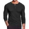 imageCOOFANDY Mens Muscle TShirt Slim Fit Long Sleeve Henley Shirts Casual Gym Workout Athletic Tee ShirtsBlack