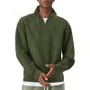 imageCOOFANDY Mens Quarter Zip Pullover Quilted Sweatshirt Knit Long Sleeve Sweater Half Zip Polo Sweatshirts with PocketArmy Green