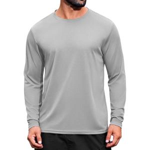 imageCOOFANDY Long Sleeve Shirts for Men Moisture Wicking Activewear TShirts Sun Protection ShirtsLight Grey