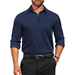 imageCOOFANDY Mens Dress Shirts Long Sleeve Business Casual Button Down Shirts Regular Fit Formal ShirtsDeep Blue