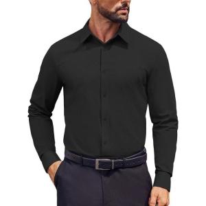 imageCOOFANDY Mens Dress Shirts Long Sleeve Regular Fit Formal Shirts Business Casual Button Down ShirtsBlack