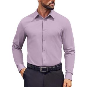 imageCOOFANDY Mens Dress Shirts Long Sleeve Regular Fit Formal Shirts Business Casual Button Down ShirtsLavender