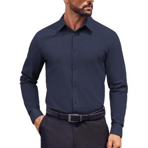 imageCOOFANDY Mens Dress Shirts Long Sleeve Regular Fit Formal Shirts Business Casual Button Down ShirtsNavy Blue