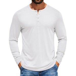 imageCOOFANDY Mens Henley Shirts Long Sleeve TShirt Lightweight Fashion Casual Pullover Tee ShirtWhite