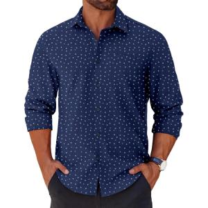 imageCOOFANDY Mens Long Sleeve Button Down Shirts Casual Untucked Shirts for Men Dress Shirts Wedding ShirtsAnchornavy