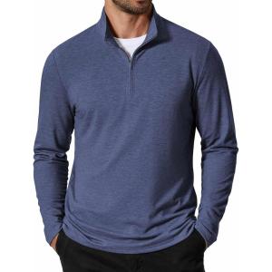 imageCOOFANDY Mens Quarter Zip Pullover Mock Neck Golf Shirts Casual Long Sleeve ShirtNavy Blue