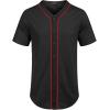imageCOOFANDY Mens Baseball Button Down Jersey Short Sleeve Hipster Hip Hop T ShirtsBlackred Stripe