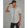 imageCOOFANDY Mens Baseball Button Down Jersey Short Sleeve Hipster Hip Hop T ShirtsGrey