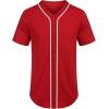 imageCOOFANDY Mens Baseball Button Down Jersey Short Sleeve Hipster Hip Hop T ShirtsWine Red