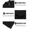 imageCOOFANDY Mens Cotton Polo Shirts Long Sleeve Casual Collared Shirt Classic Golf T ShirtAll Black