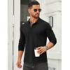 imageCOOFANDY Mens Cotton Polo Shirts Long Sleeve Casual Collared Shirt Classic Golf T ShirtAll Black