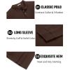 imageCOOFANDY Mens Cotton Polo Shirts Long Sleeve Casual Collared Shirt Classic Golf T ShirtBrown